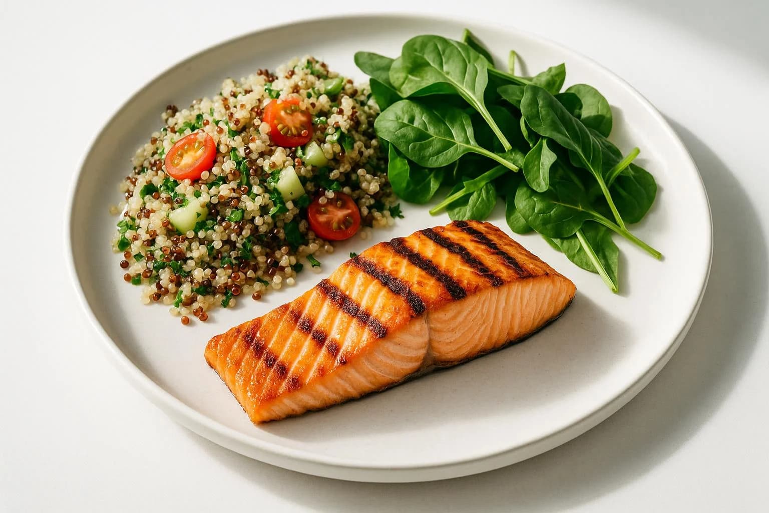 Healthy meal spread with fresh vegetables and balanced portions.